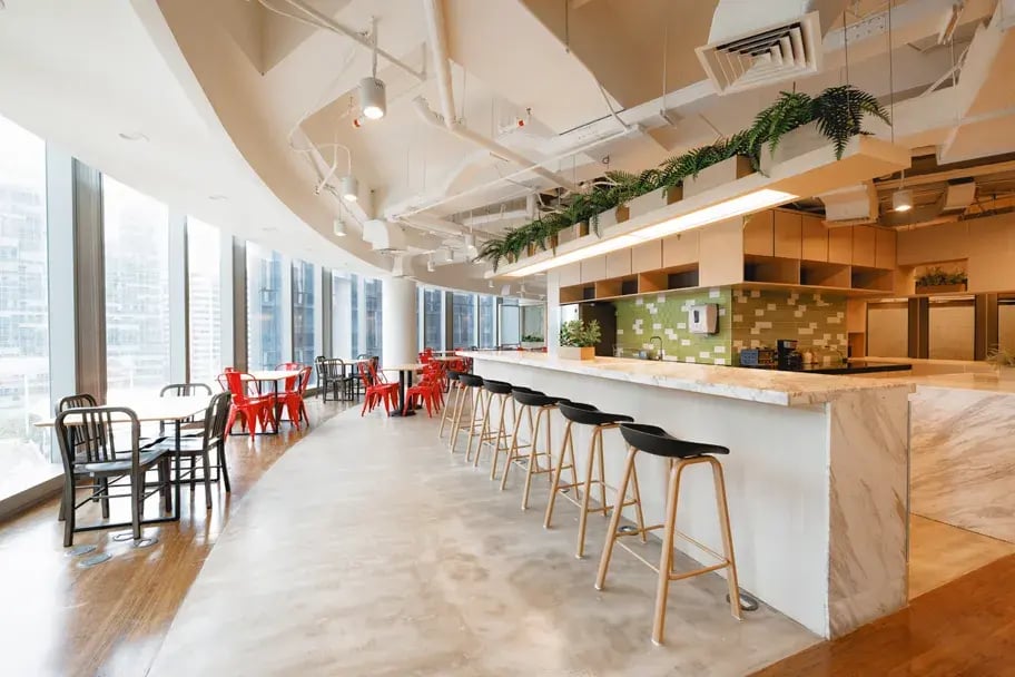 booth workspaces world plaza bgc taguig pantry kitchen